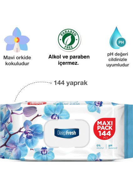 Deep Fresh Maxi Pack Islak Mendil Orkide 144 Yaprak