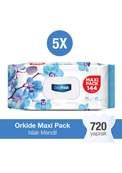 Deep Fresh Maxi Pack Islak Mendil Orkide 5 x 144 Yaprak