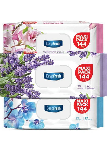 Deep Fresh Maxi Pack Islak Mendil Karma Paket 3 x 144 Yaprak