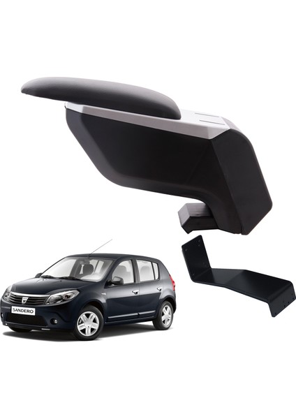 Dacia Sandero 2010 Delmesiz Çelik Ayaklı Gri-Siyah Kolçak Kol Dayama