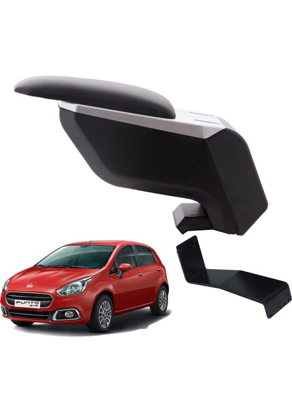 Fiat Punto 2017 Delmesiz Çelik Ayaklı Gri-Siyah Kolçak Kol Dayama