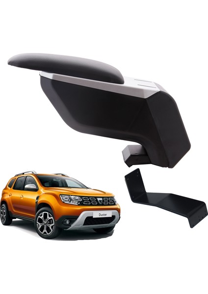 Dacia Duster 2021 Delmesiz Çelik Ayaklı Gri-Siyah Kolçak Kol Dayama
