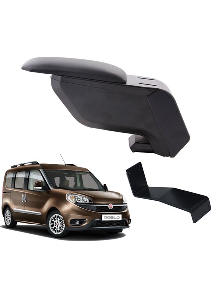 Fiat Doblo 2018 Delmesiz Çelik Ayaklı Siyah Kolçak Kol Dayama