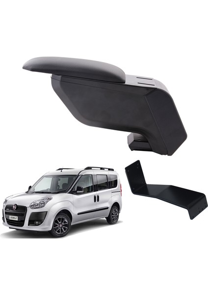 Fiat Doblo 2012 Delmesiz Çelik Ayaklı Siyah Kolçak Kol Dayama