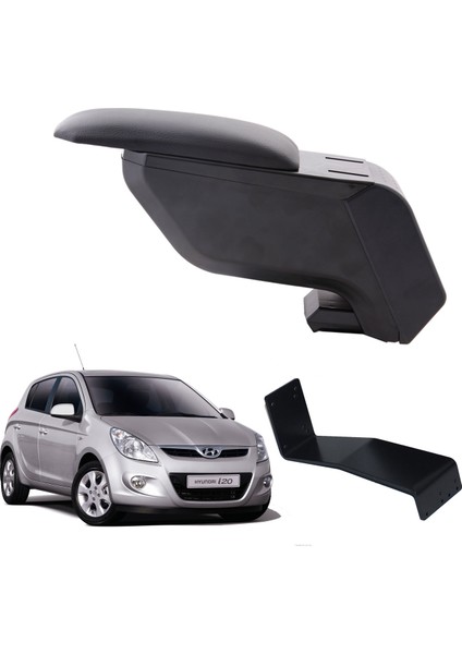 Hyundai I20 2010 Delmesiz Çelik Ayaklı Gri-Siyah Kolçak Kol Dayama