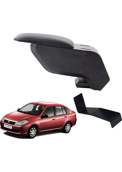 Renault Symbol 2009 Delmesiz Çelik Ayaklı Siyah Kolçak Kol Dayama