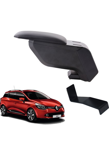 Renault Clio 4 Sw 2014 Delmesiz Çelik Ayaklı Siyah Kolçak Kol Dayama