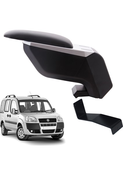 Fiat Doblo 2007 Safeline Delmesiz Çelik Ayaklı Gri-Siyah Kolçak Kol Dayama