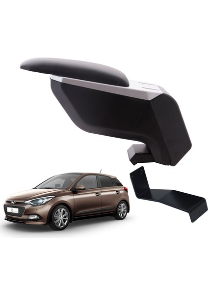 Hyundai I20 2015 Delmesiz Çelik Ayaklı Gri-Siyah Kolçak Kol Dayama