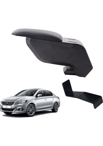 Peugeot 301 2013 Delmesiz Çelik Ayaklı Siyah Kolçak Kol Dayama