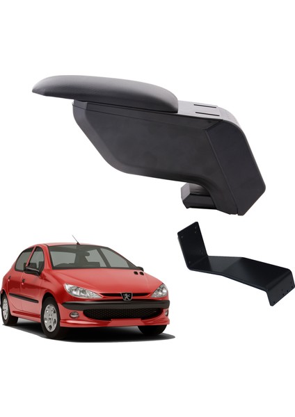 Peugeot 206 2012 Delmesiz Çelik Ayaklı Siyah Kolçak Kol Dayama