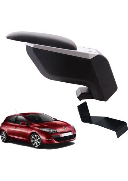 Renault Megane 3 Hb 2010 Delmesiz Çelik Ayaklı Gri-Siyah Kolçak Kol Dayama
