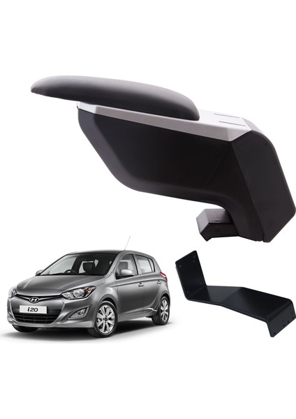 Hyundai I20 2012 Delmesiz Çelik Ayaklı Gri-Siyah Kolçak Kol Dayama
