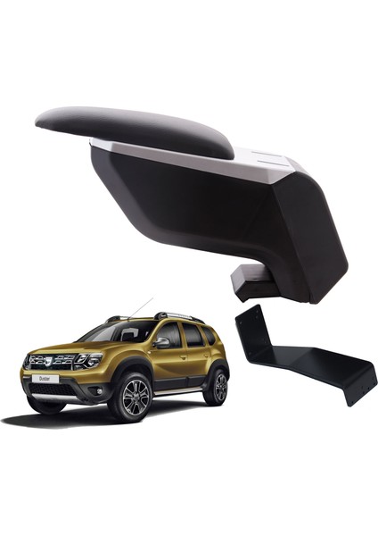 3 Tıkla Dacia Duster 2014 Delmesiz Çelik Ayaklı Gri-Siyah Kolçak Kol Dayama