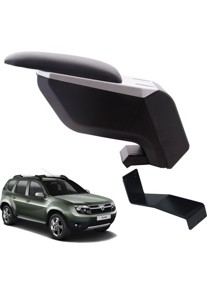 Dacia Duster 2010 Delmesiz Çelik Ayaklı Gri-Siyah Kolçak Kol Dayama