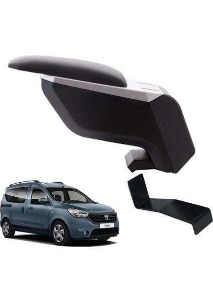 Dacia Dokker 2015 Delmesiz Çelik Ayaklı Gri-Siyah Kolçak Kol Dayama