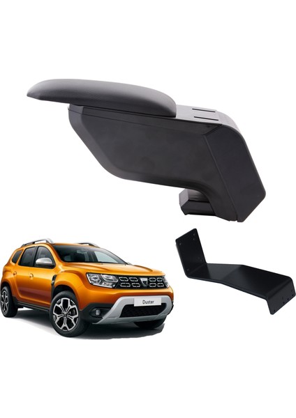Dacia Duster 2020 Delmesiz Çelik Ayaklı Siyah Kolçak Kol Dayama