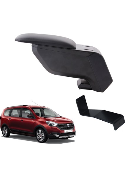 Dacia Lodgy Stepway 2013 Delmesiz Çelik Ayaklı Siyah Kolçak Kol Dayama
