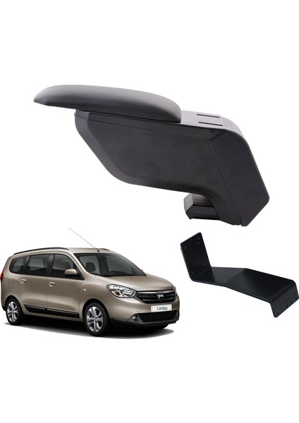 Dacia Lodgy 2020 Delmesiz Çelik Ayaklı Siyah Kolçak Kol Dayama