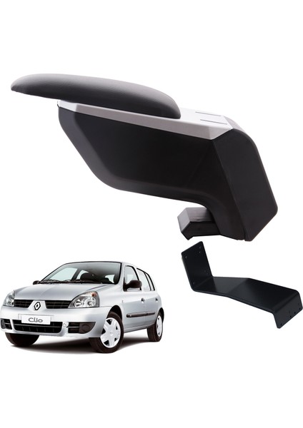 Renault Symbol 2001 Delmesiz Çelik Ayaklı Gri-Siyah Kolçak Kol Dayama