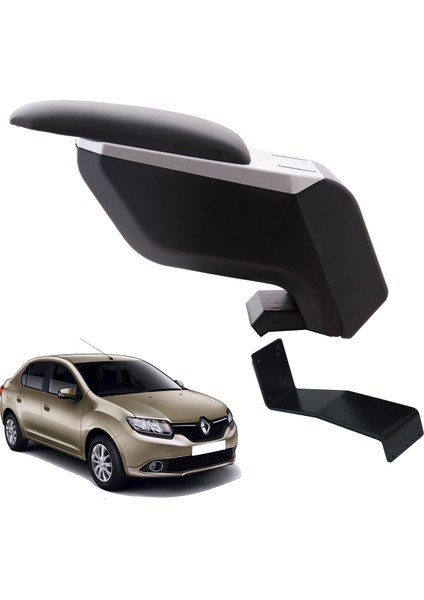 Renault Symbol 2019 Delmesiz Çelik Ayaklı Gri-Siyah Kolçak Kol Dayama