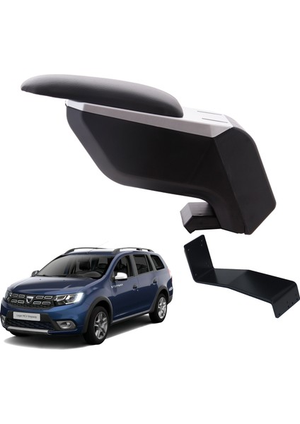 Dacia Logan Mcv 2017 Delmesiz Çelik Ayaklı Gri-Siyah Kolçak Kol Dayama