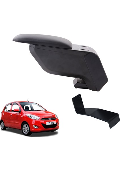 Hyundai I10 2013 Delmesiz Çelik Ayaklı Siyah Kolçak Kol Dayama