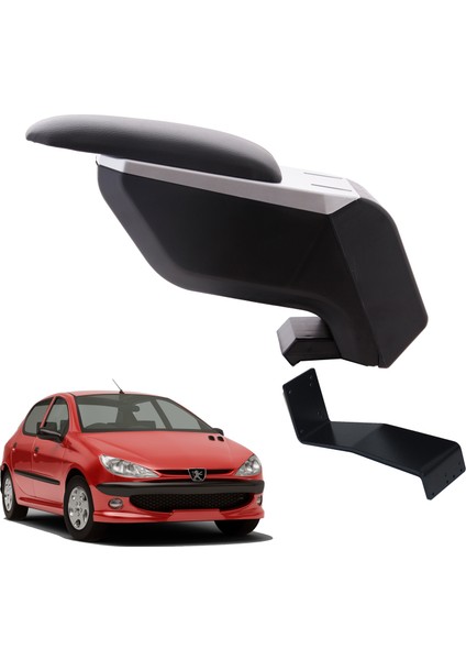 Peugeot 206 2004 Delmesiz Çelik Ayaklı Gri-Siyah Kolçak Kol Dayama