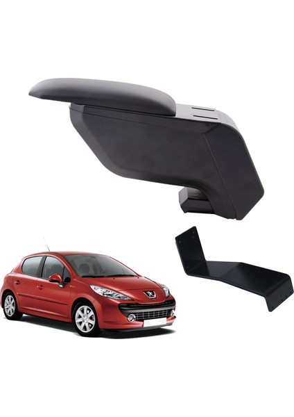 Peugeot 207 2008 Delmesiz Çelik Ayaklı Siyah Kolçak Kol Dayama