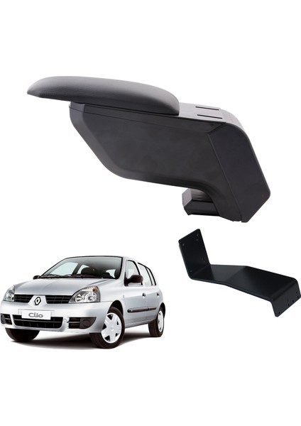 Renault Clio Hb 2002 Delmesiz Çelik Ayaklı Siyah Kolçak Kol Dayama