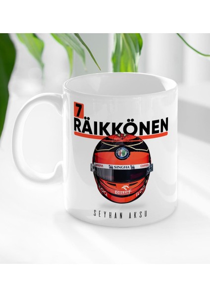 Kişiye Özel Isimli F1 Räikkönen Tasarımlı Beyaz Kupa Bardak-1