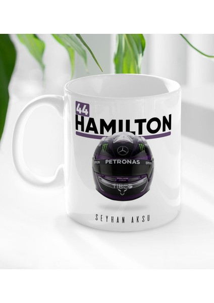 Kişiye Özel Isimli F1 Hamilton Tasarımlı Beyaz Kupa Bardak-1