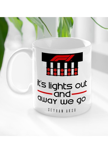 Kişiye Özel Isimli F1 It's Lights Out Tasarımlı Beyaz Kupa Bardak-1