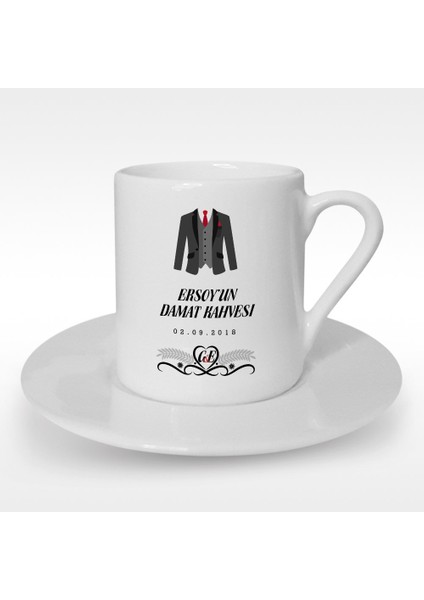 Kişiye Özel Damat Kahvesi Tasarımlı Türk Kahvesi Fincanı - 7