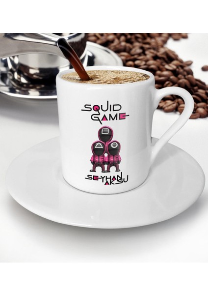 Kişiye Özel Squid Game Tasarımlı Türk Kahvesi Fincanı-2