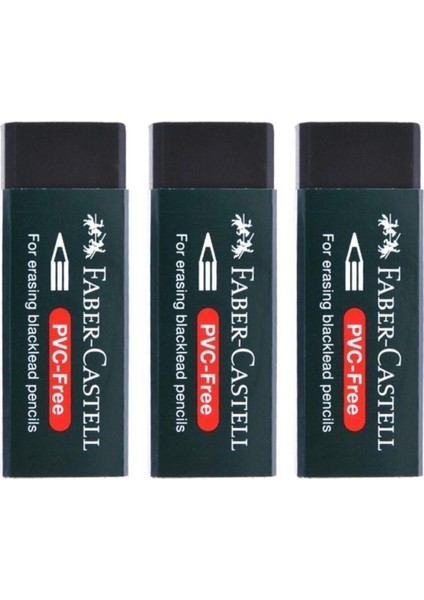 Pvc Free No:20 Büyük Boy Silgi Siyah 3'lü