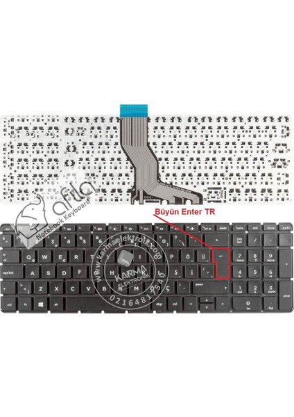 Hp Pavilion 15-AB202NT, 15-AB203NT Klavye (Siyah Tr) Büyük Enter