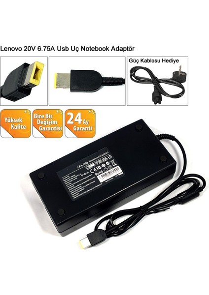 Lenovo 20V 6.75A USB Tip Pinli Uç Adaptör Cihazı Şarj ALETI(135W)