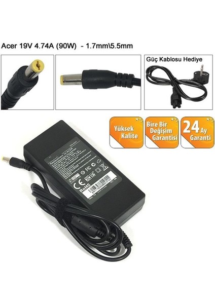 Acer Aspire E1-572, E1-572G, E1-572P, E1-572PG, E1-572G54204G50MNKK, V5WE2 Adaptör  (90W)