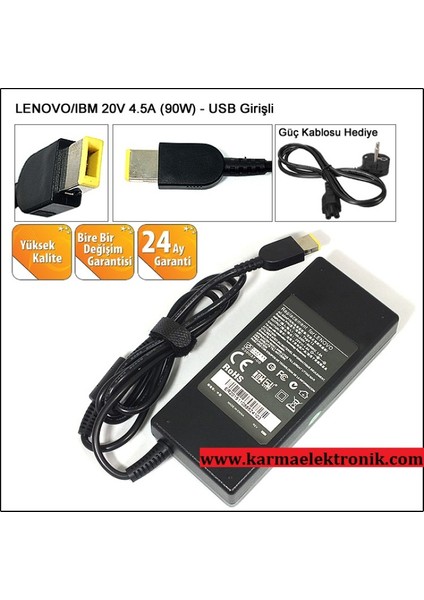Lenovo Ideapad Z510 Notebook Adaptör - Laptop Şarj (Afila 20V 4.5A 90W)