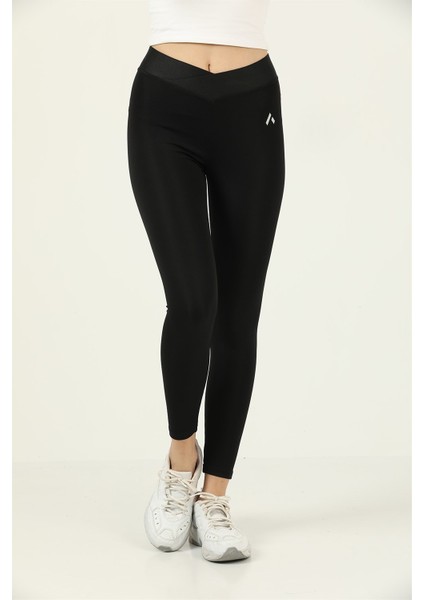 Missmaral Moda Kadın Siyah Bilekte Tayt Logolu Çapraz Kemer Detaylı