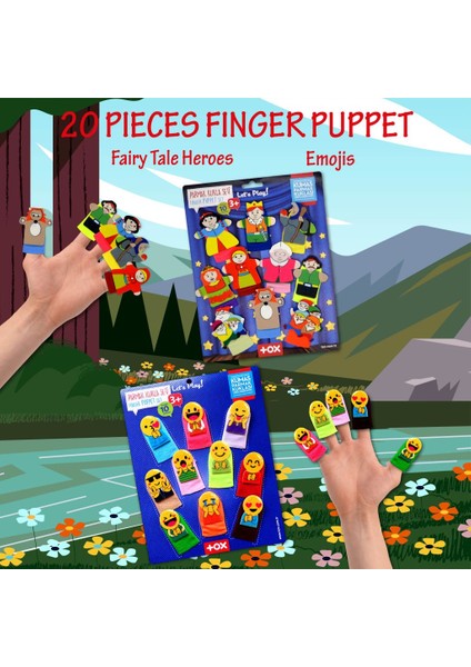 2 Set - 20 Parça Tox Emojiler ve Masal Kahramanları Parmak Kukla T225 T106