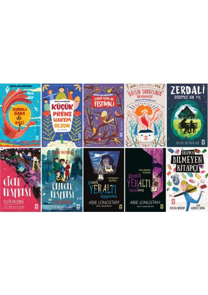 Aynalı Baba ile Raci - Zerdali - Çiçek Ekspresi - Okuma Bilmeyen Kitapçı - Gizemli Yeraltı Kütüphanesi - Ötücü Kuşlar Festivali 8+ Yaş Okuma Seti 8 Kitap