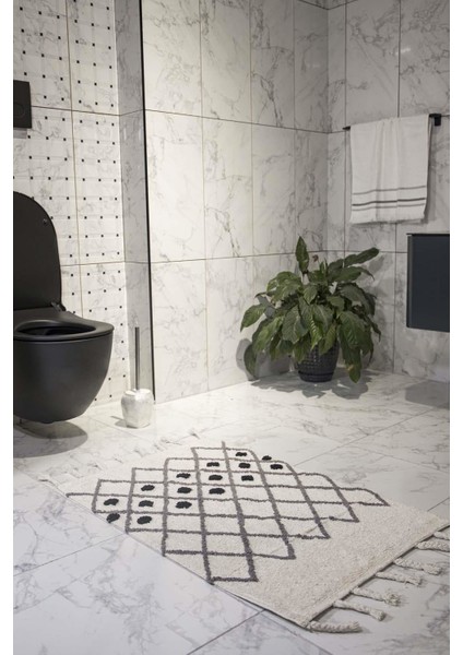 Neveda Tekli Banyo Paspası %100 Pamuk 60x90 Gri