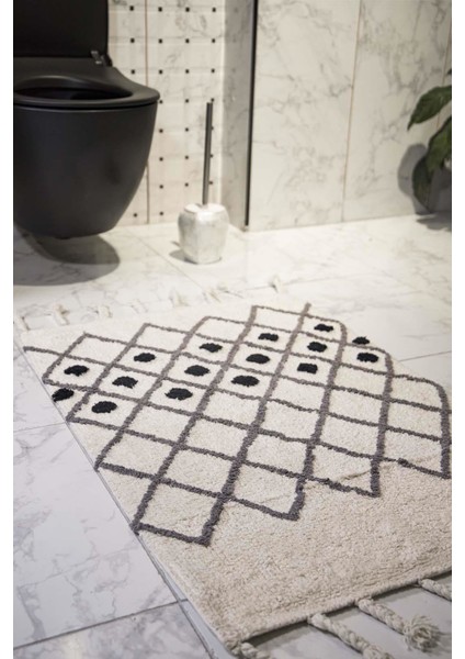 Neveda Tekli Banyo Paspası %100 Pamuk 60x90 Gri