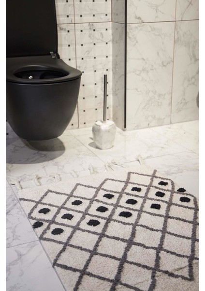 Neveda Tekli Banyo Paspası %100 Pamuk 60x90 Gri