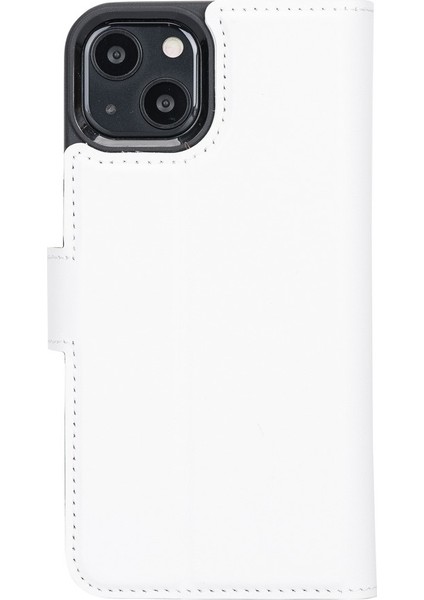 Apple Apple iPhone 13 Uyumlu Deri Cüzdanlı Kılıf F3 Beyaz