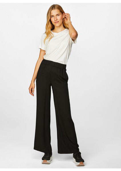 Geniş Paça Cepli Siyah Kadın Pantolon modelleri