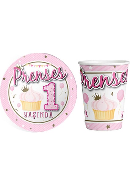 Partipan Prenses 1 Yaşında Tabak Bardak Set 8 Adet