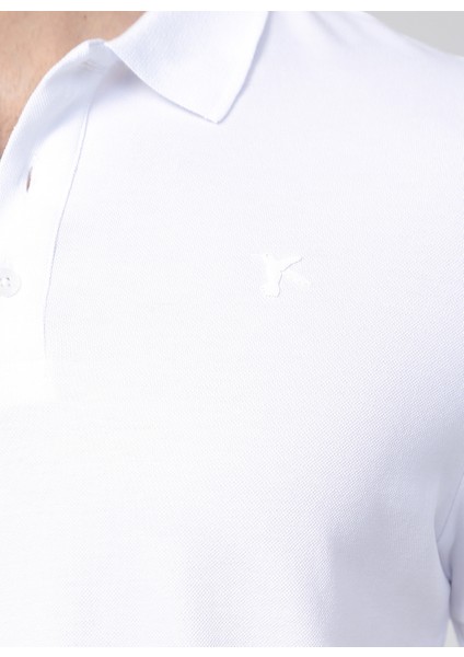 Polo Yaka Düz Beyaz Erkek T-Shirt LEGOLAS Y